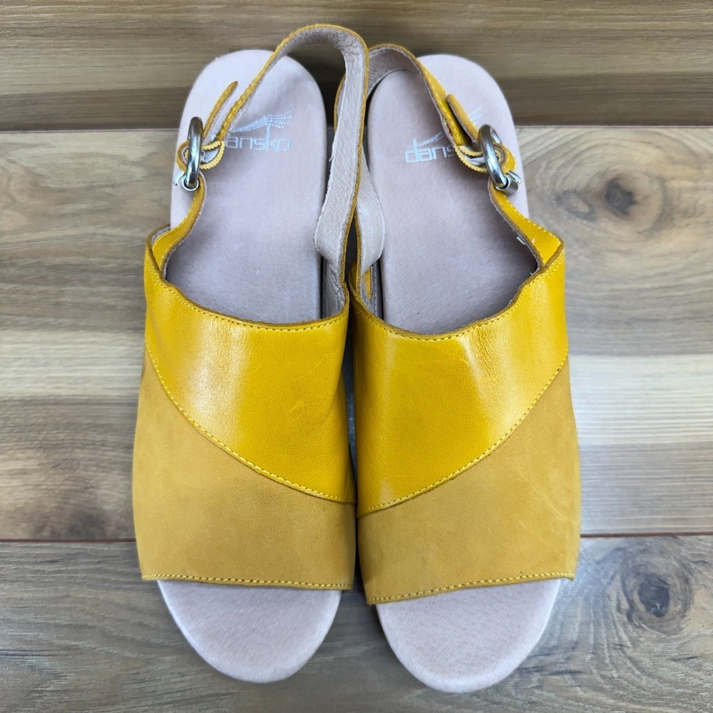 Dansko Yellow Two-Tone Leather Slingback Sandals